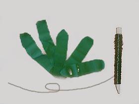 Leaves being wrapped onto wire